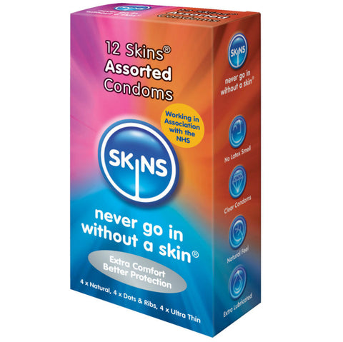 SKINS PRESERVATIVOS NATURAL + FINO + PUNTOS & ESTRIAS 12 UDS SKINS CONDOMS